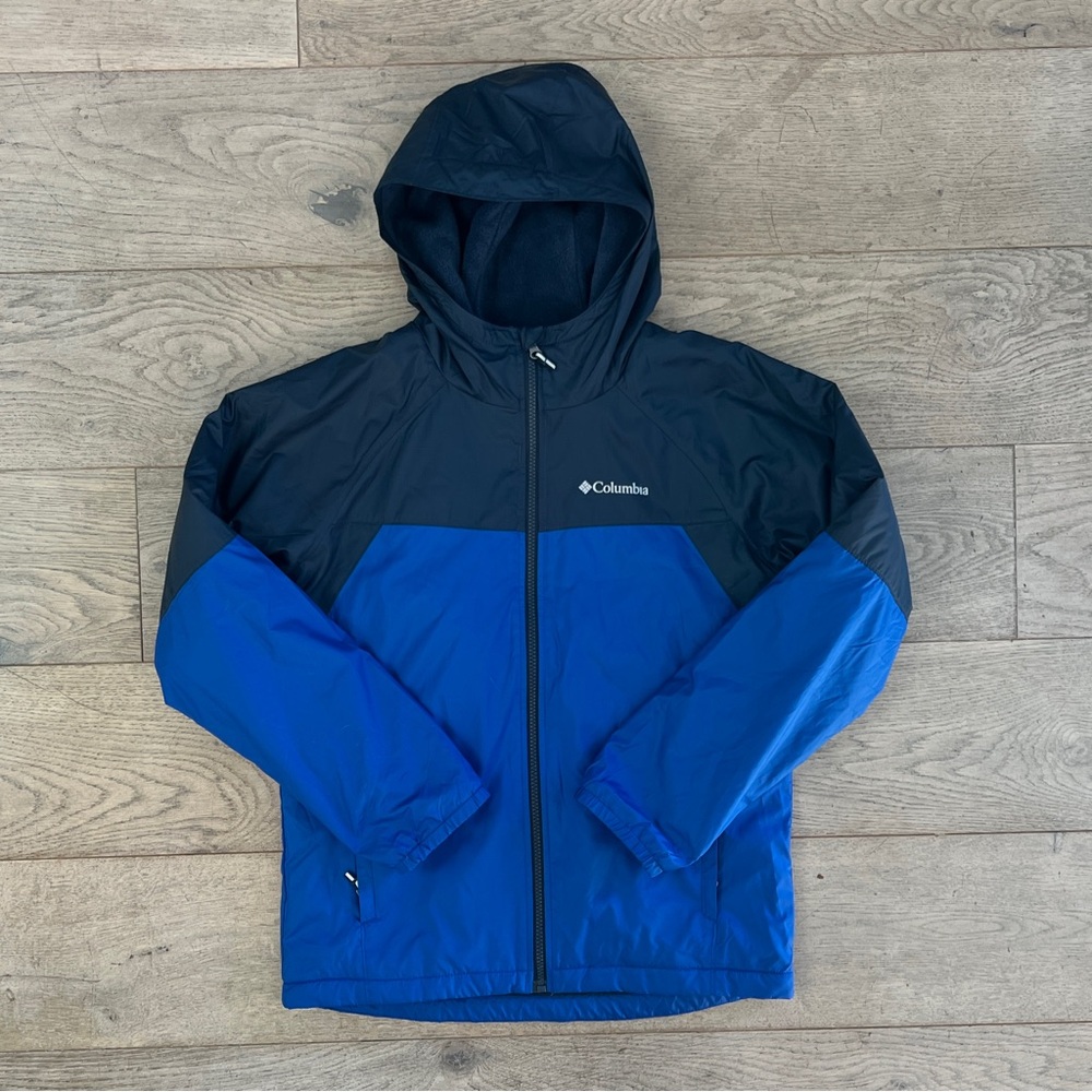 Columbia Rain-Zilla Fleece Lined Jacket Youth Size L(14-16) Bright Indigo/Navy